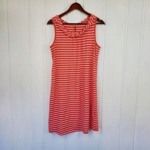 Hanna Andersson Coral Stripe Ruffle Scoop Neck Sleeveless Dress Womens Medium